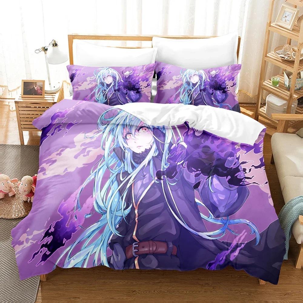 Комплект постельного белья с аниме «Когда я переродился в слизь» Rimuru Kids Gift Duvet Cover Pillowcases Queen King Single Size