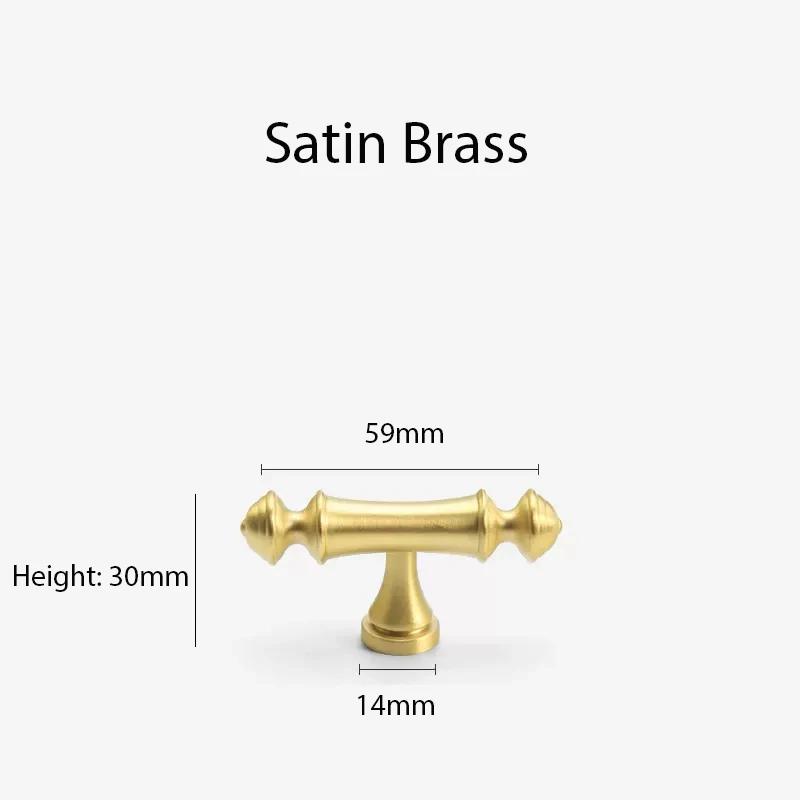 Элегантные ручки для ящиков комода из атласной латуни, ручки для кухонных ящиков, ручки для спальни, твердая латунь, фурнитура для шкафа с Т-образной планкой, бронза