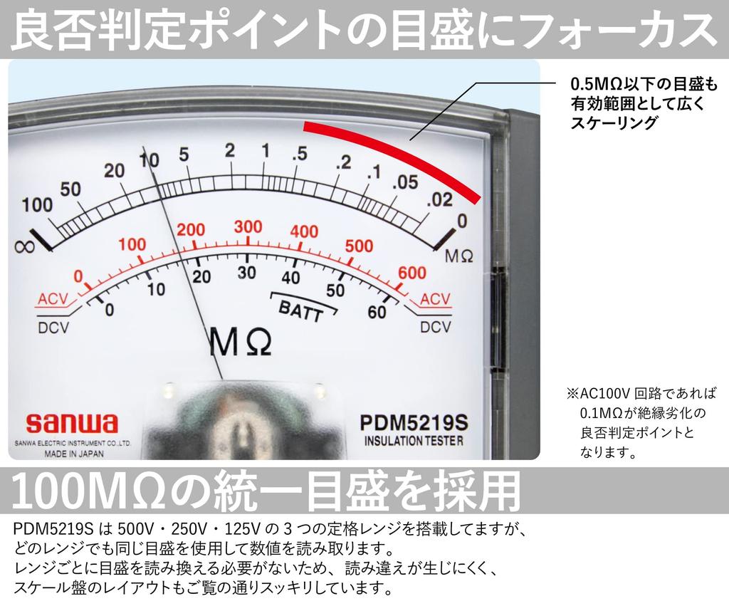 Sanwa Electric Instruments SANWA Аналоговый мегаомметр PDM5219S 500В/250В/125В