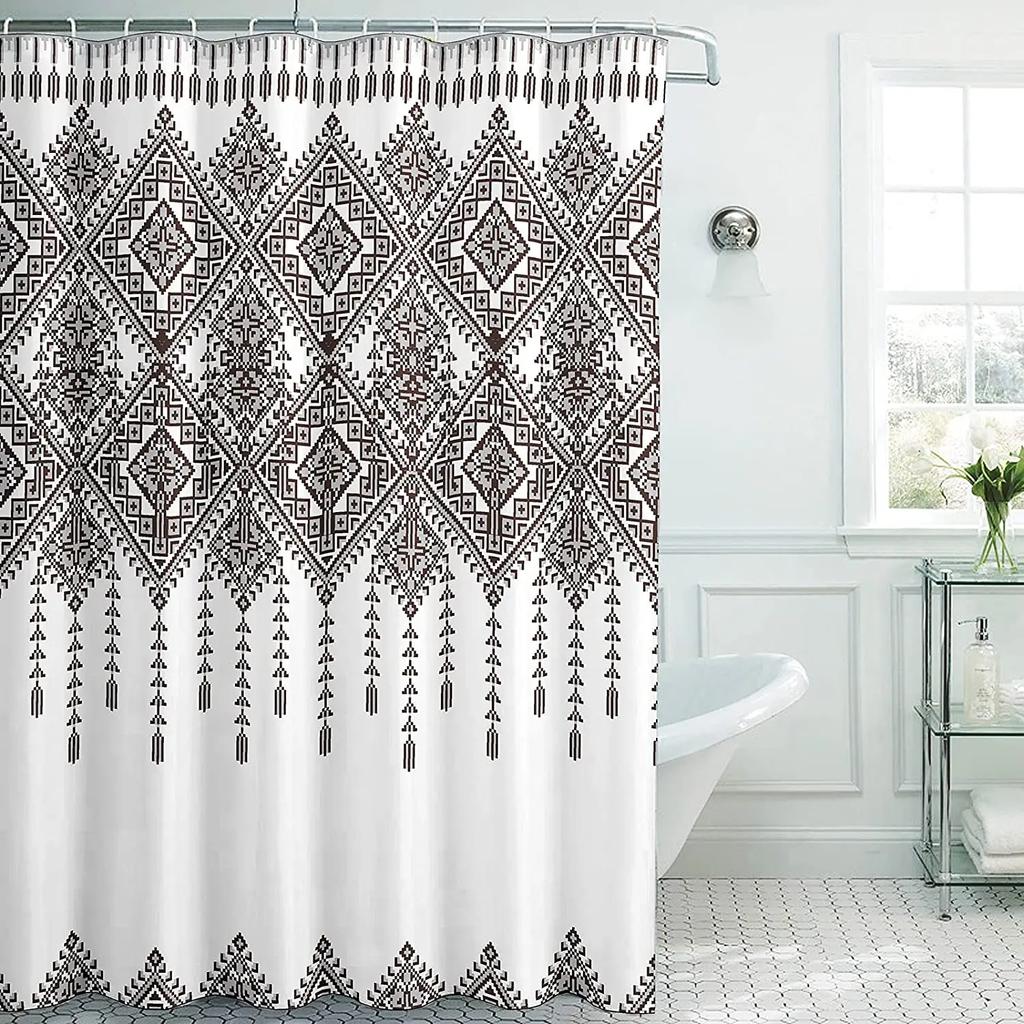 unframed Abstract Neutral Leaves Simple Bathroom Shower Curtain Mid Century Sun Minimalist Modern Polyester Fabric Decor Bathr