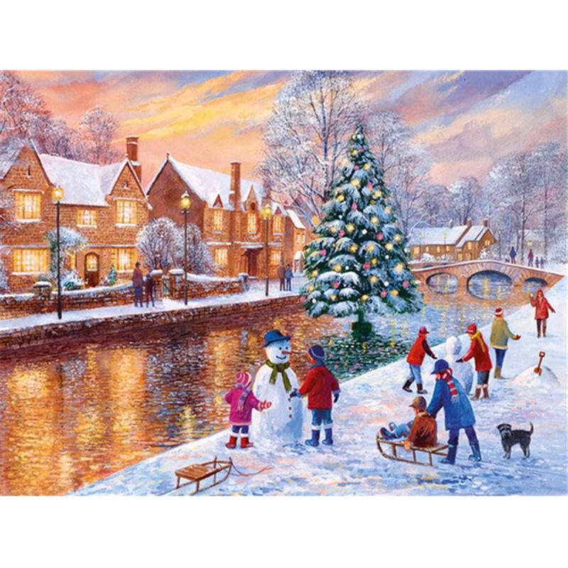 Winter Snow Landscape DIY 5D Diamond Painting Full Round Resin Diamond Embroidery Rhinestones Mosaic Cross Stitch Home Decor