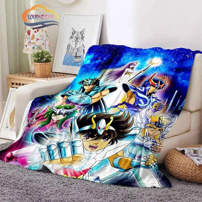 Classics Animated Character Seiya Patterned Wool Blanket Cartoon Saint Seiya Series Children Shawl and Sofa Super Soft