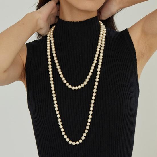 Элегантное женское ожерелье-свитер из искусственного жемчуга, двухслойное длинное ожерелье, простая универсальная цепочка для свитера