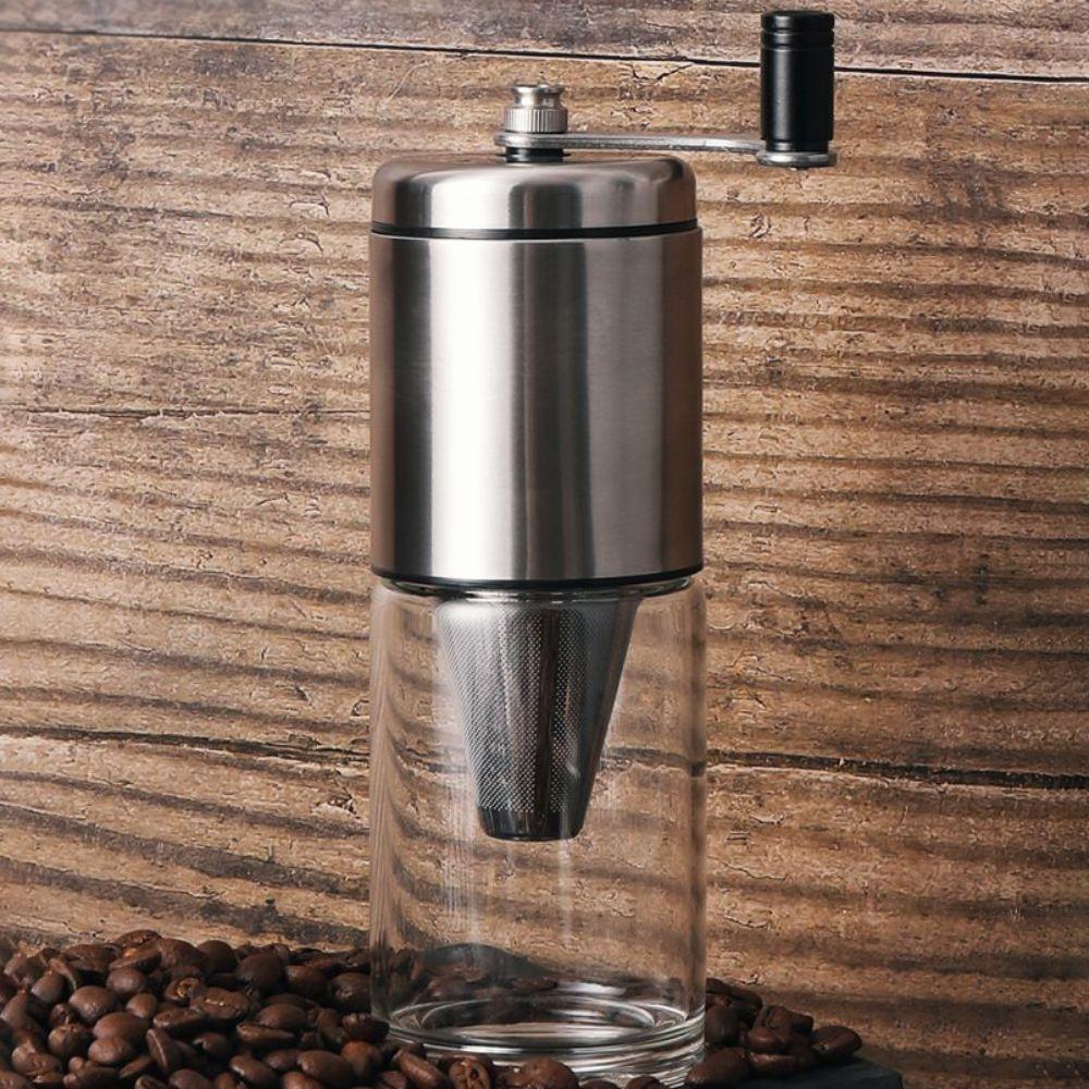 2 in 1 Hand-cranked Coffee Grinder Manual with Filter Travel Coffee Mill Adjustable Coarseness Ceramic Grinding Core