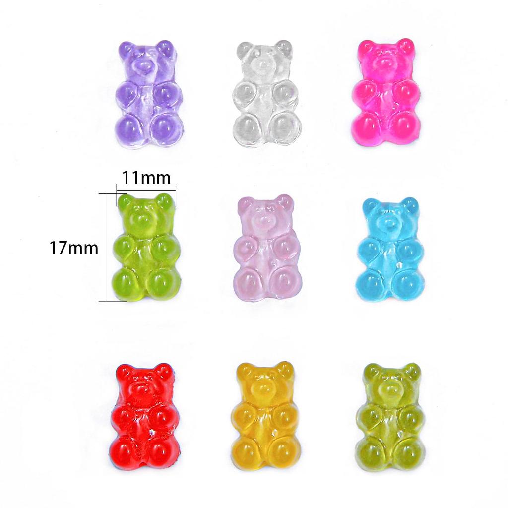 10pcs Resin Candy Color Bear Charms Pendant Beads for Necklace Bracelet Jewelry Making