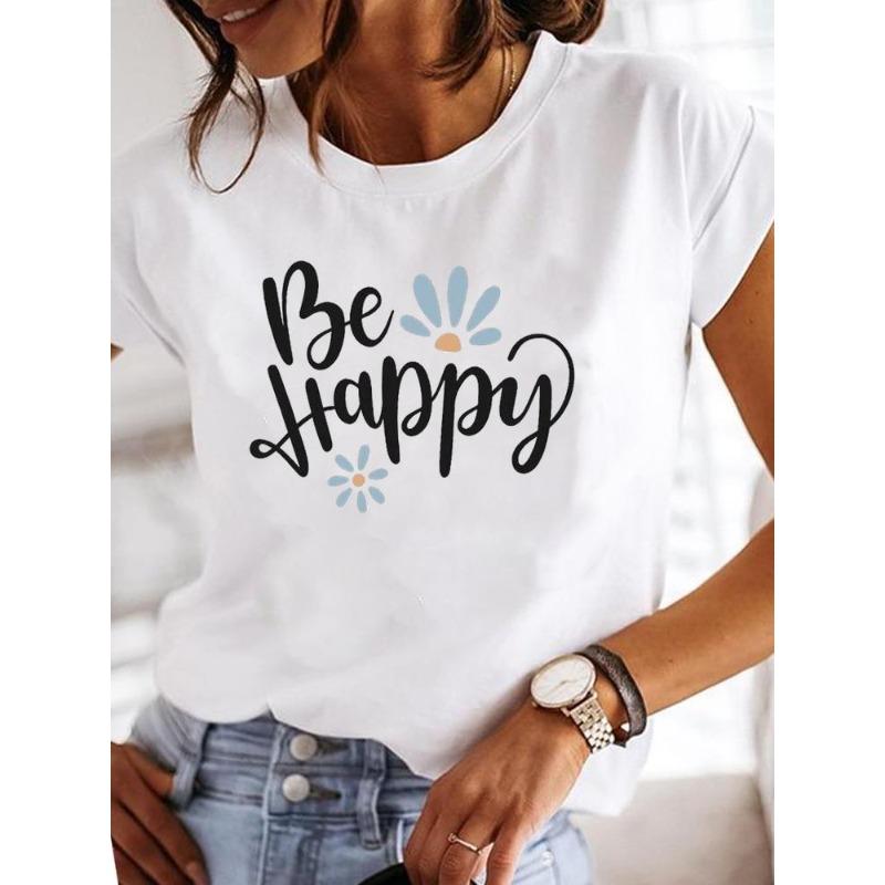 (Европейский размер)  Женская футболка в стиле 90-х Топ Сердце Любви Милый Короткий Рукав Модный Принт Одежда для Женщин Повседневная Футболка Женские Футболки с Графикой