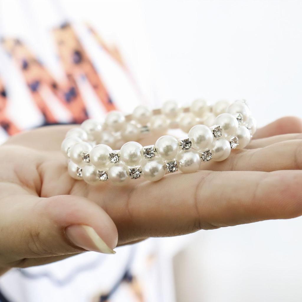 Rhinestone Pearl Bracelet for Girls - Children's Wristband Jewelry