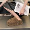 Thick Heel Luxury Lambwool Mules 2025 Winter Shoes Woman Flip Flops Flat Cover Toe Slides Ins Warm Curly Lamb Fur Slippers Women