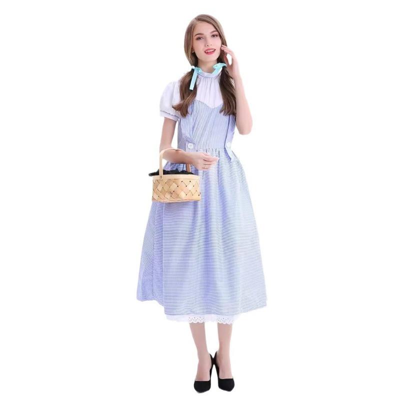 Halloween Wizard of Oz Cosplay Suit Dorothy Children Adult Blue Checked Skirt Pastoral