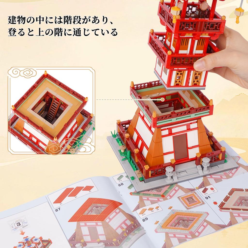 LULUFUN Башня Мини Строительные Блоки Традиционная Китайская Архитектура Огнестойкий Блок Сборка Своими Руками Хобби Рождественский Подарок Игрушка, Модель, Башня, Набор, Модель, Мальчики,