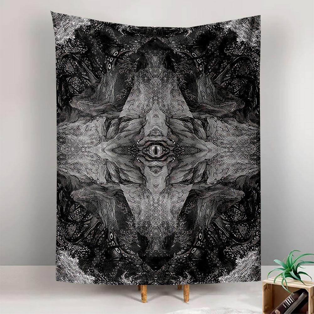 Symmetric Eye Tapestry Wall Hanging, Black White Abstract Dark Art, Gothic Wall Decor for Bedroom Living Room Dorm