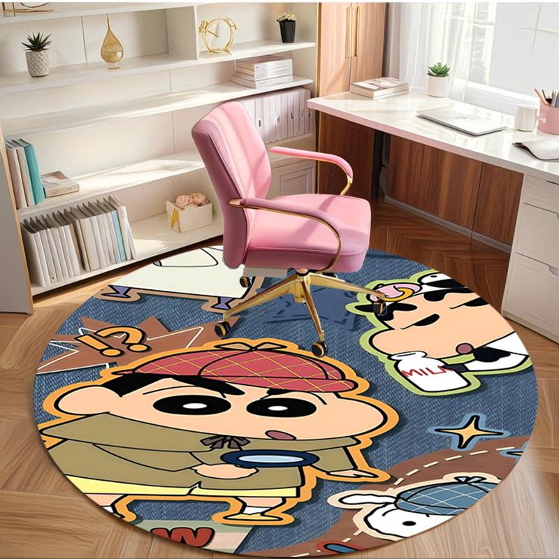 Crayon Shin Print Round Rug, Washable Floor Carpet, For Entryway Dorm Laundry Room Office Study, Home Decor Birthday Christmas Gift