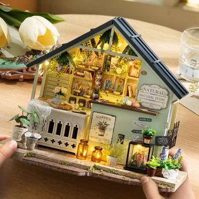 DIY Мини-кукольный домик 3D-пазл Дом Сборка Строительная модель Набор Игрушки Дом С мебелью Светодиодная подсветка Деревянные поделки Подарки Кукольный домик