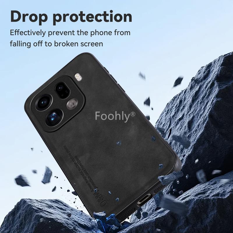 Nubuck Leather Shockproof Magnetic Case for OPPO Find X9 Pro Protective Cover Back Shell Coque Funda