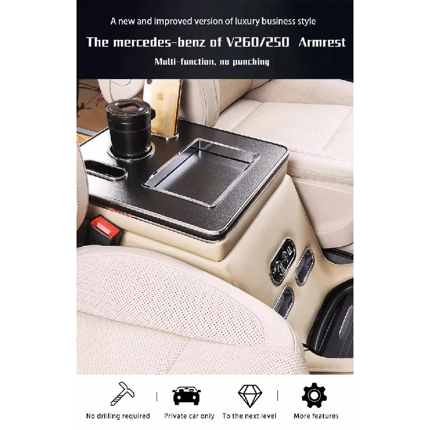ДЛЯ Mercedes-Benz V-Class V220 V260 V250 W447 2014-2023 Ящик для хранения подлокотника Задний подлокотник Зарядка для мобильного телефона USB Подлокотник
