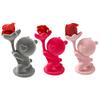 Valentines Day Bear Ornament with Preserved Rose Holding Eternal Flower Flocking Bear Decoration Wedding Anniversary Romantic Gift