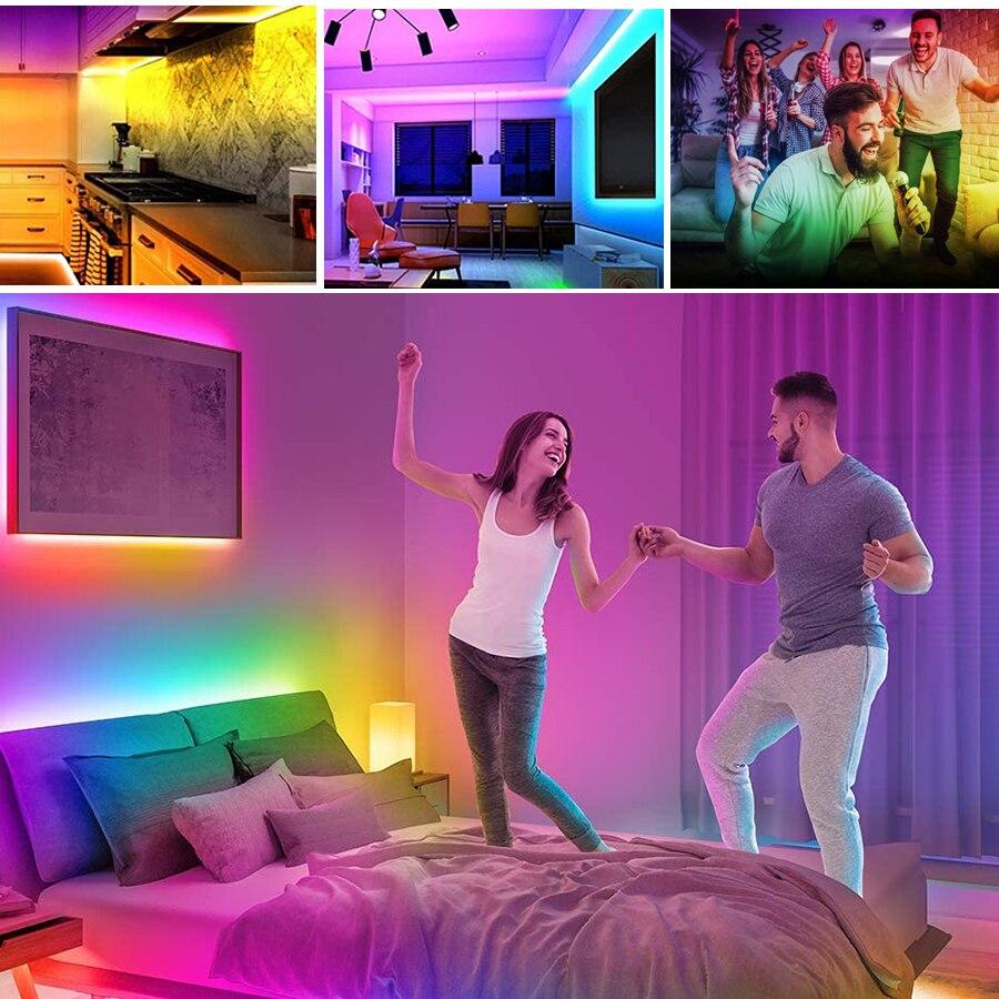 Умные светодиодные фонари Tuya Wi-Fi для гостиной, светодиодные ленты, голосовое управление, подсветка, работа с Alexa Echo/Google Flexible Home