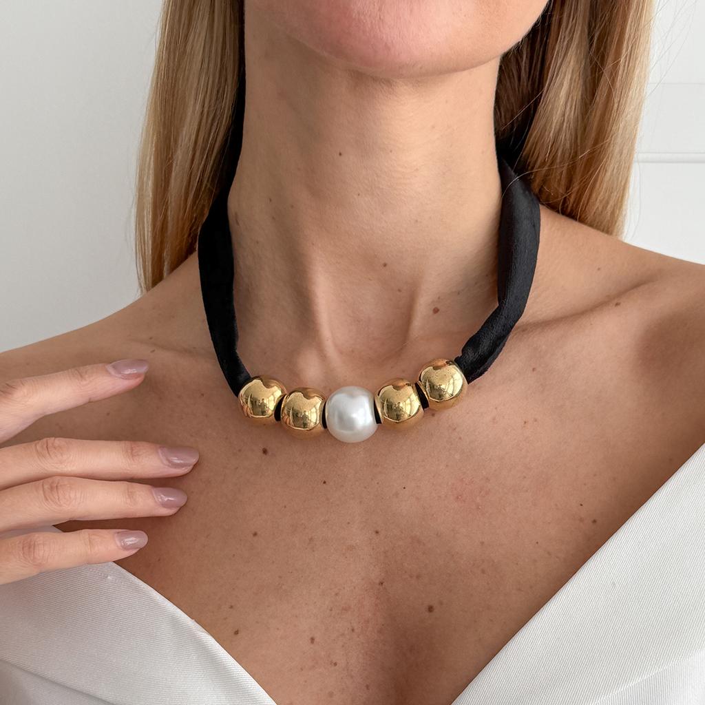SHIXIN 5 Styles Vintage Leopard Print Velvet Rope Short Choker Necklace Women Luxury Imitation Pearl Clavicle Neck Chain Jewelry