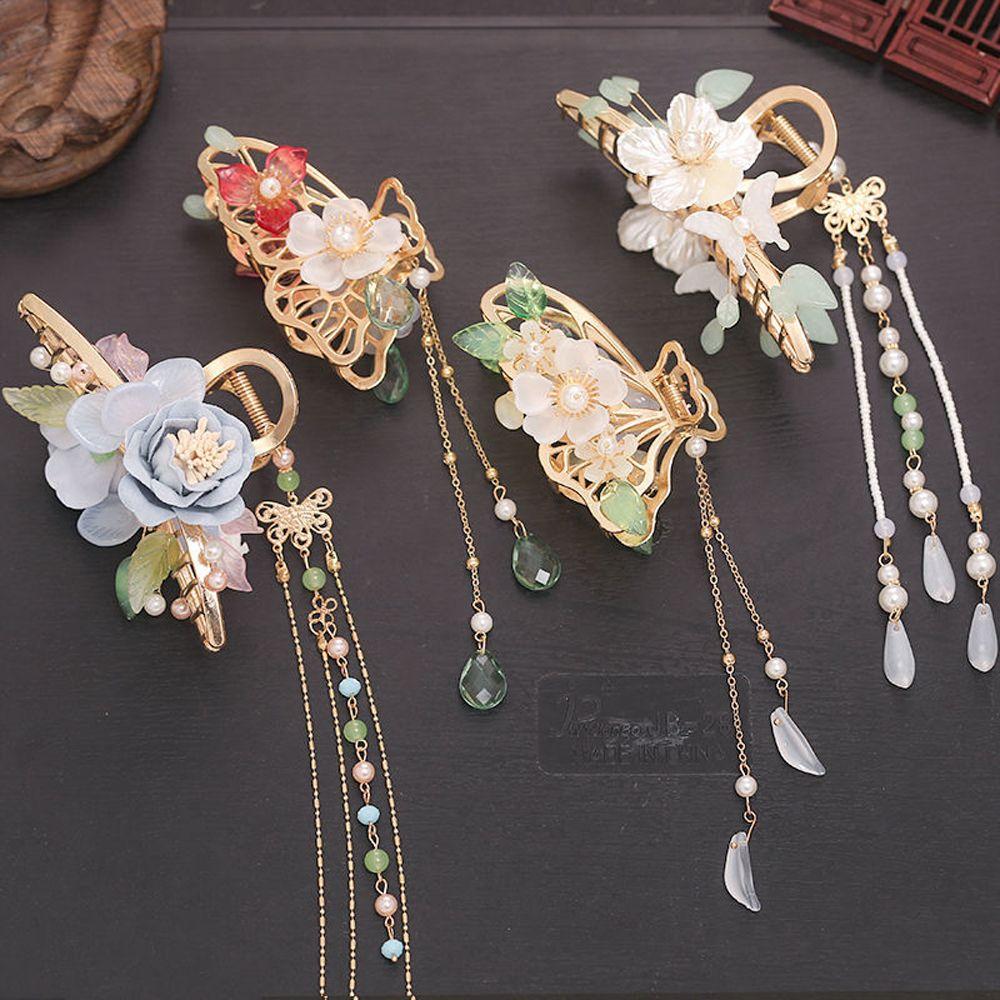 Butterfly Tassel Flower Hair Clip Korean Style Hair Clip Metal Hair Claw Women Hair Accessories