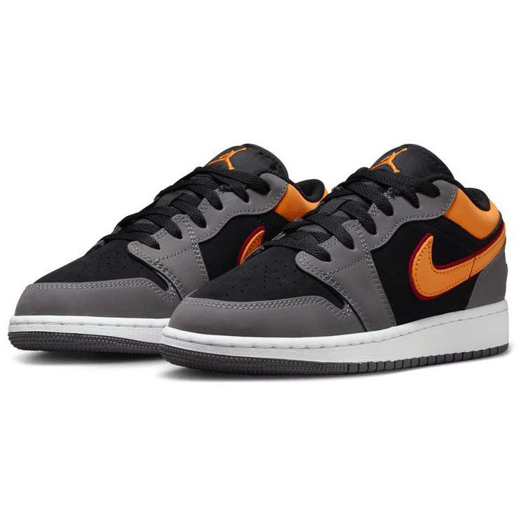 Детские кроссовки Air Jordan 1 Low SE GS Vivid Orange серо-черные светло-графитовые FN7671-008