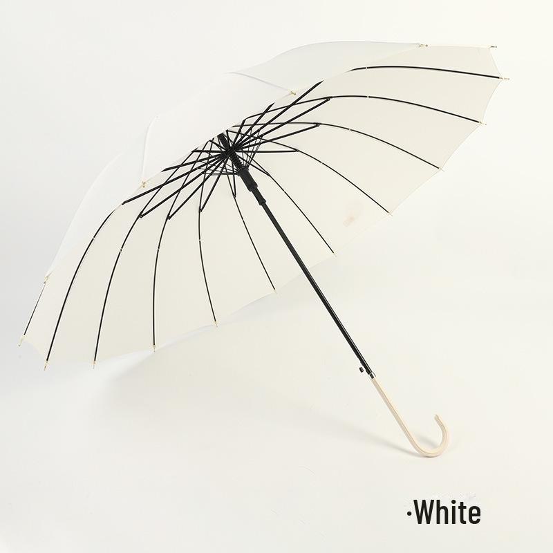 16-Rib Wind-Resistant Straight and Curved Handle Umbrella with Custom Logo
