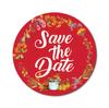 Darling Souvenir 1.6 Inches Round Red Floral & Fruit Wreath Save The Date Label Stickers-45 Pcs