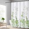 Green Flower Pattern Shower Curtain 180X 210Cm, Washable Waterproof Polyester Bathroom Decorative Shower Curtain With 12 Hooks,