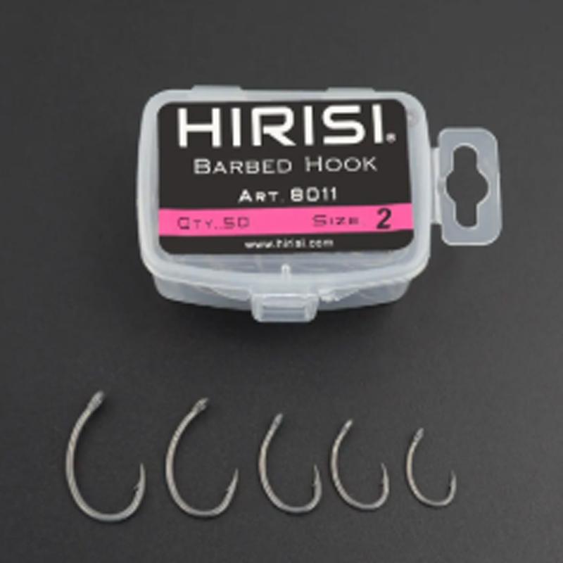 Крючки Hirisi для ловли карпа 50 шт. Покрытие PTFE Высокоуглеродистая сталь С шипом В коробке 8011