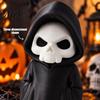 Horror Theme Party Supplies 3D Printed Grim Reaper Figurine, Gothic Black Robe Skeleton Statue, Halloween Decoration Mini Model Toy for Desktop Creepy