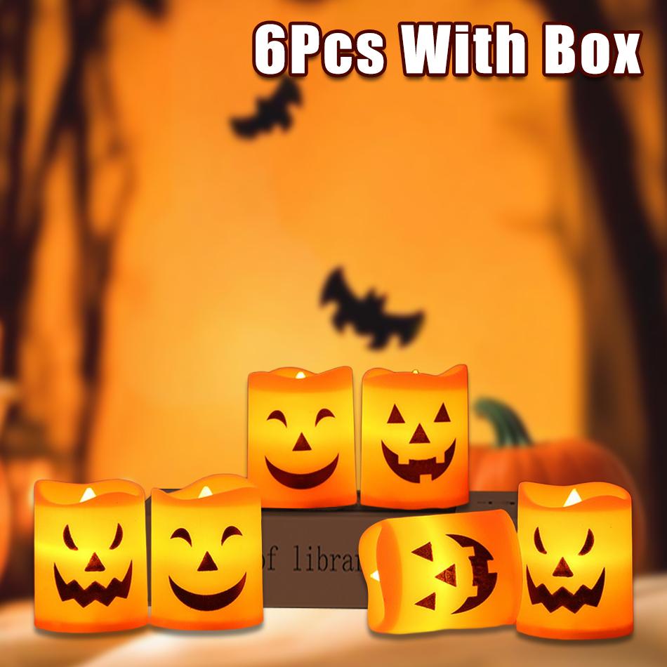 Halloween Led Jack-o'-lantern Light Home Decoration Candle Lamp Halloween Party Supplies Haunted House Horror Props Kids Gifts