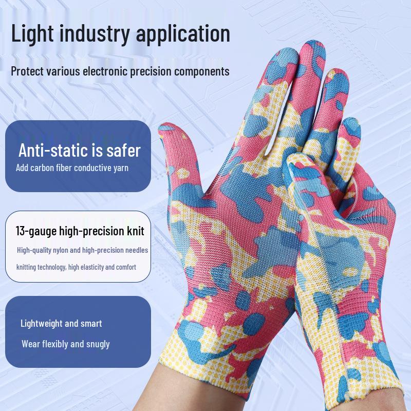 Lightweight Breathable Nylon Gardening Gloves - Wear-Resistant, Multi-Color Patterns