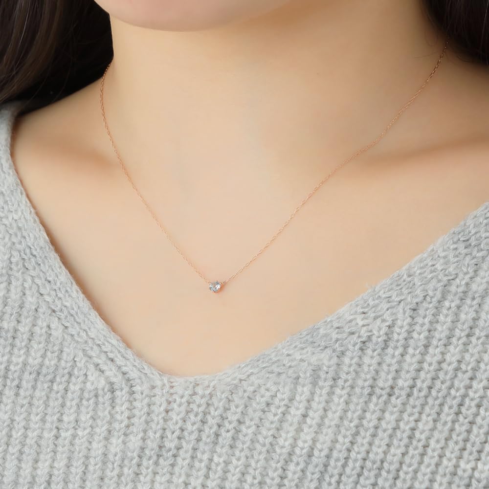 ESTELLE Ожерелье с аквамарином, камнем марта, из розового золота 18 карат [Веб-эксклюзив] (0351-9585-0017-0000)