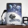 Man Listening to Music in Space Metal Poster Customized Wall Art Retro Vintage Tinplate Signs for Decoration Bedroom Decorations