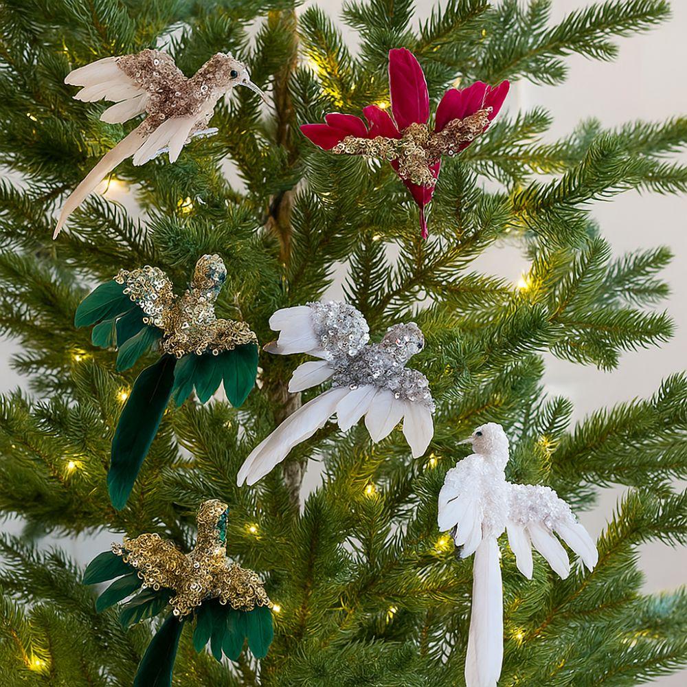 2 шт. Блестящие перьевые птички, украшения, красивые клипсы-птички, украшения, украшение для вечеринки