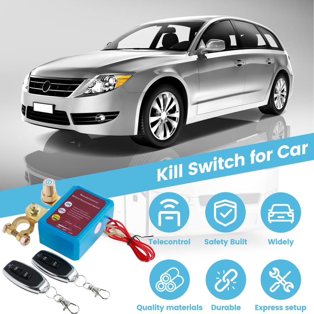 Car Kill Switch 12V 240A Remote Battery Disconnect Switch Anti Theft Car Battery Cut Off Switch for Car RV ATV Boat Truck