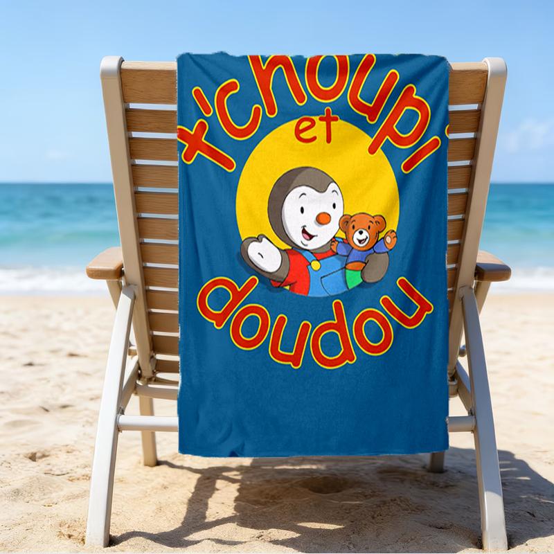 Ultra-Soft Beach Towel with Tchoupi Theme,Ideal for Pool - Camping, Diving - Perfect Travel Essential, Vibrant Beach Towel.