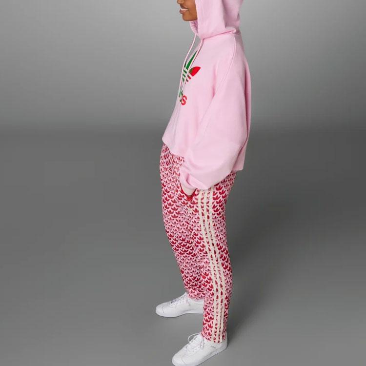 Adidas Originals SS23 Adicolor Серия Ретро 70-х Худи с длинным рукавом и принтом с логотипом-буквой Женское худи Розовый IK7863