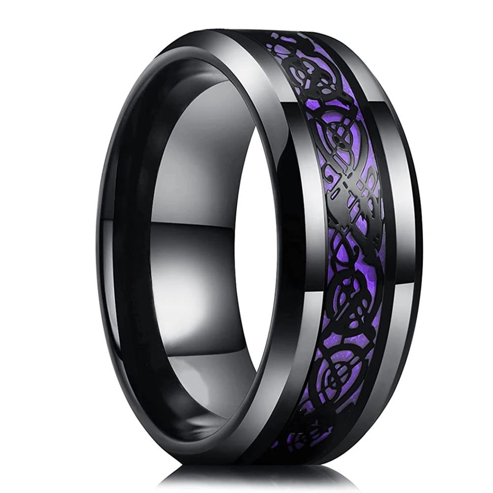 Vintage CopperColor Titanium Stainless Steel Rings for Men Black Carbon Fiber Ring Wedding Jewelry Christmas Gift Accessories