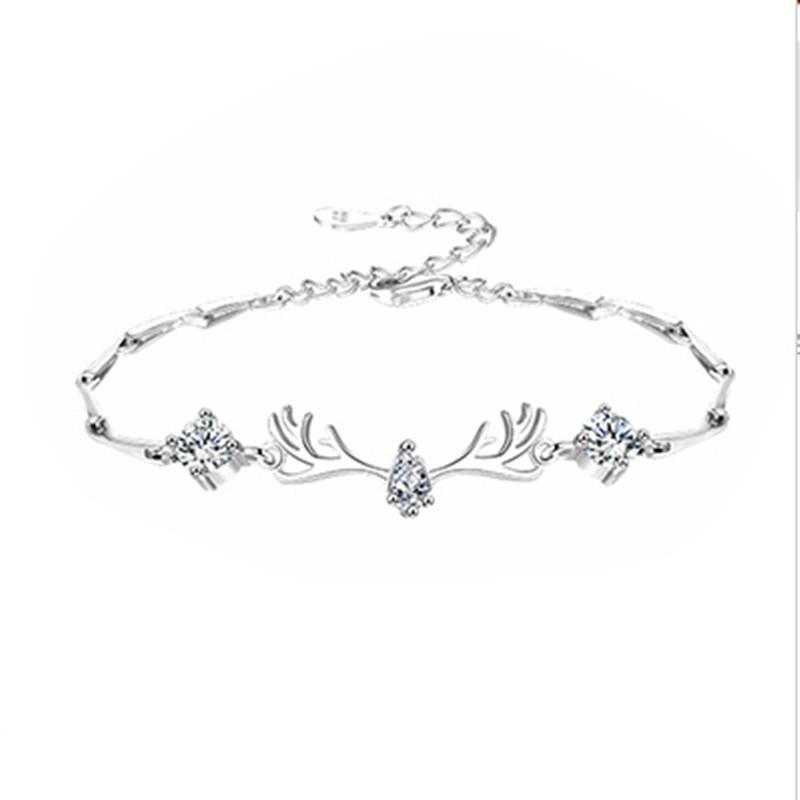 Серебряный браслет с рогами для женщин - Стильный, простой, персонализированный рождественский подарок, ювелирное изделие