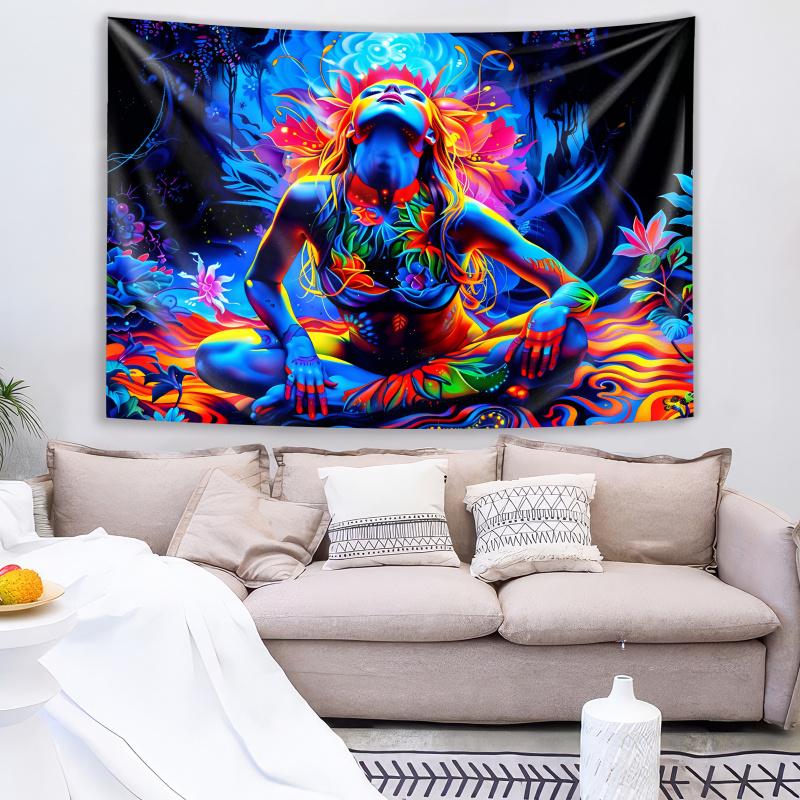 VIKAMA Cyberpsychedelic Natural Goddess Tapestry Living Room Sofa Background Wall Bedroom Bedhead Decoration Tapestry