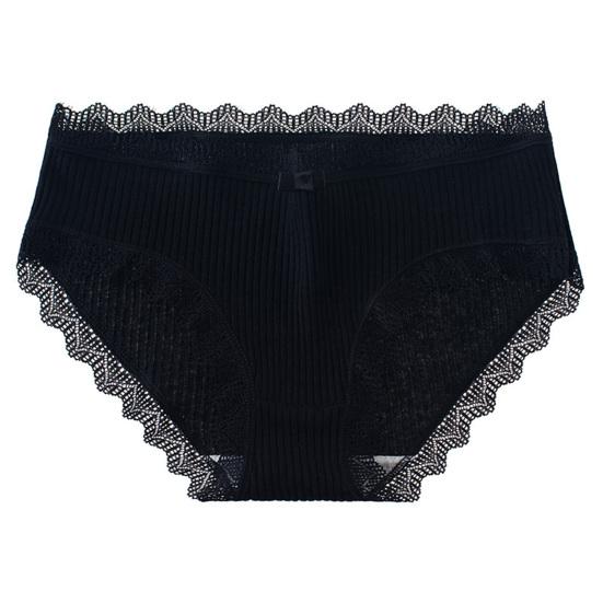 Mid-rise Briefs Thin Breathable Lace Decor Panties for Inner Wear