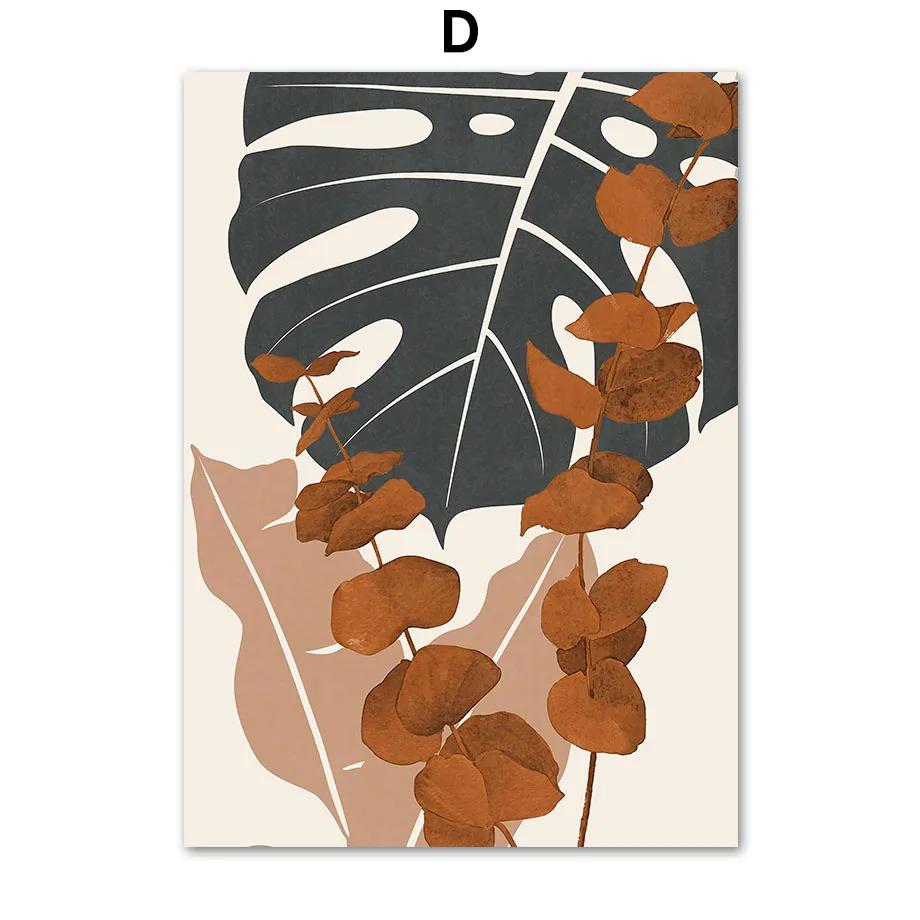 Black Girl Monstera Flower Abstract Boho Wall Art Canvas Painting Nordic Posters And Prints Wall Pictures For Living Room Decor