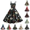 Женское модное сексуальное коктейльное платье без бретелек с рождественским принтом в стиле панк, винтажное платье.