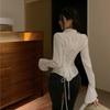 Gidyq модные женские бандажные рубашки корейская универсальная уличная одежда женская тонкая блузка весенняя повседневная белая рубашка с рукавами-колокольчиками новая