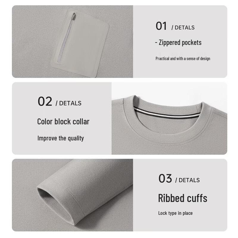 Pierre Cardin Men's Wool Silk Blend Anti-Wrinkle Round Neck Long Sleeve T-Shirt