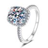 Classic Style S925 Sterling Silver GRA Certificate 2CT Round Cut VVs1 Moissanite Halo Engagement Ring for Women Jewelry