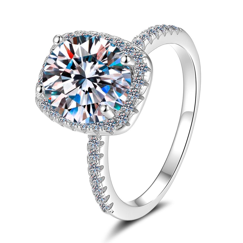 Classic Style S925 Sterling Silver GRA Certificate 2CT Round Cut VVs1 Moissanite Halo Engagement Ring for Women Jewelry