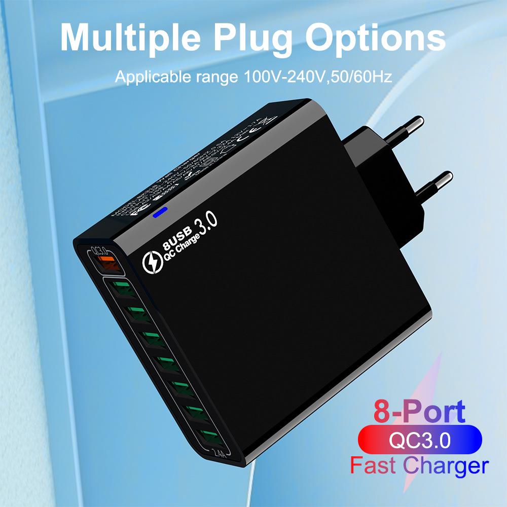 QC3.0 8-Port 30W Multi-USB High-Power Fast Charger (US/EU/Korean Specs)