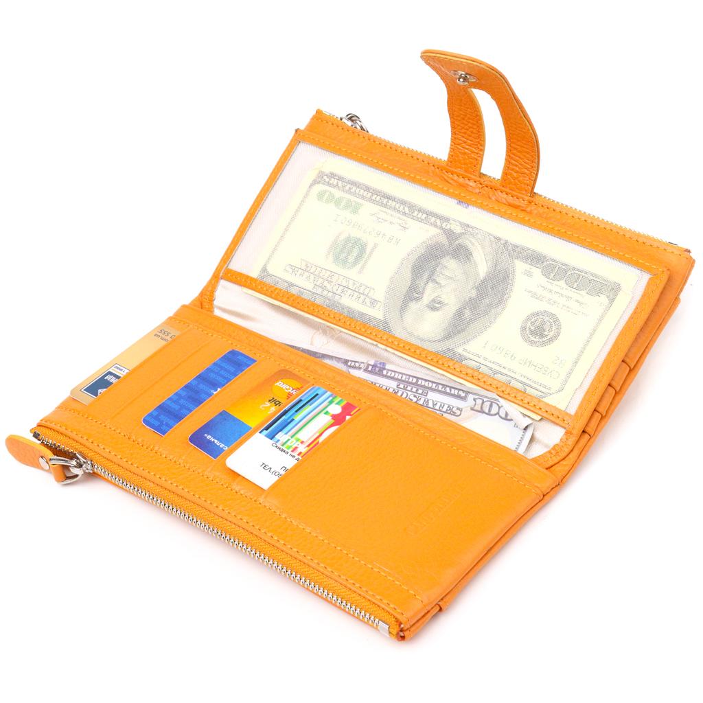 Оригинальный женский кошек из натуральной зернистой кожи CANPELLINI Wallet 21631 Желтый