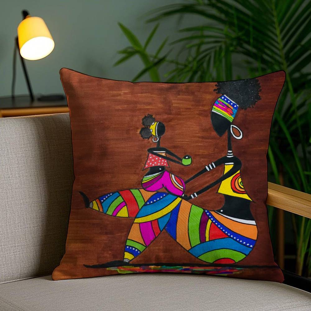 Abstract Painting African Living Pillow Case Anti-dustmite Invisible Zipper Sofa Bed